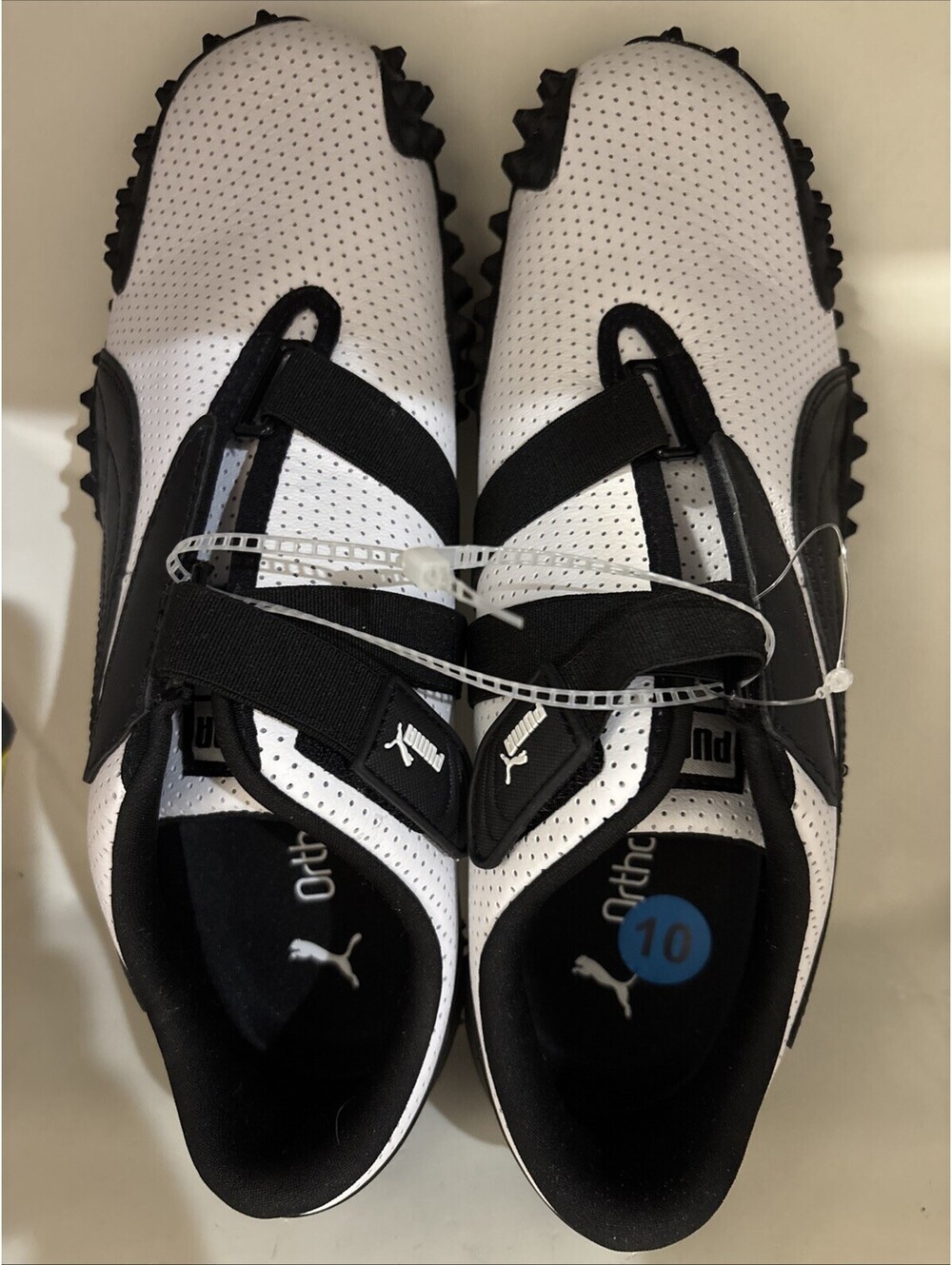 Puma Mostro Perforated Leather Pack Men’s Sneakers White Black 397331-01, Sz 10
